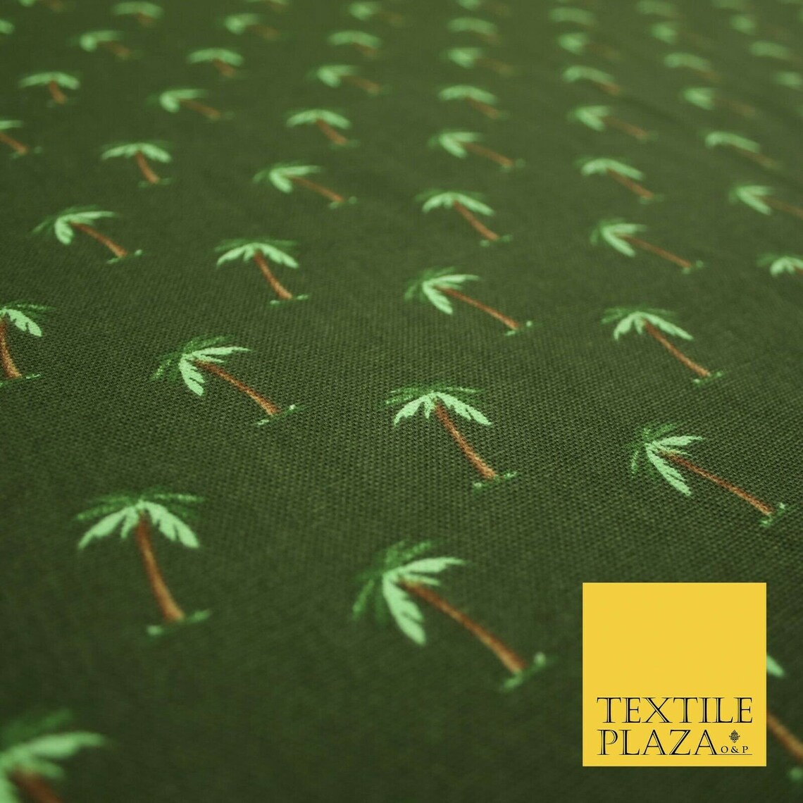 Khaki Green Mini Tropical Palm Trees Printed 100% Cotton - Etsy