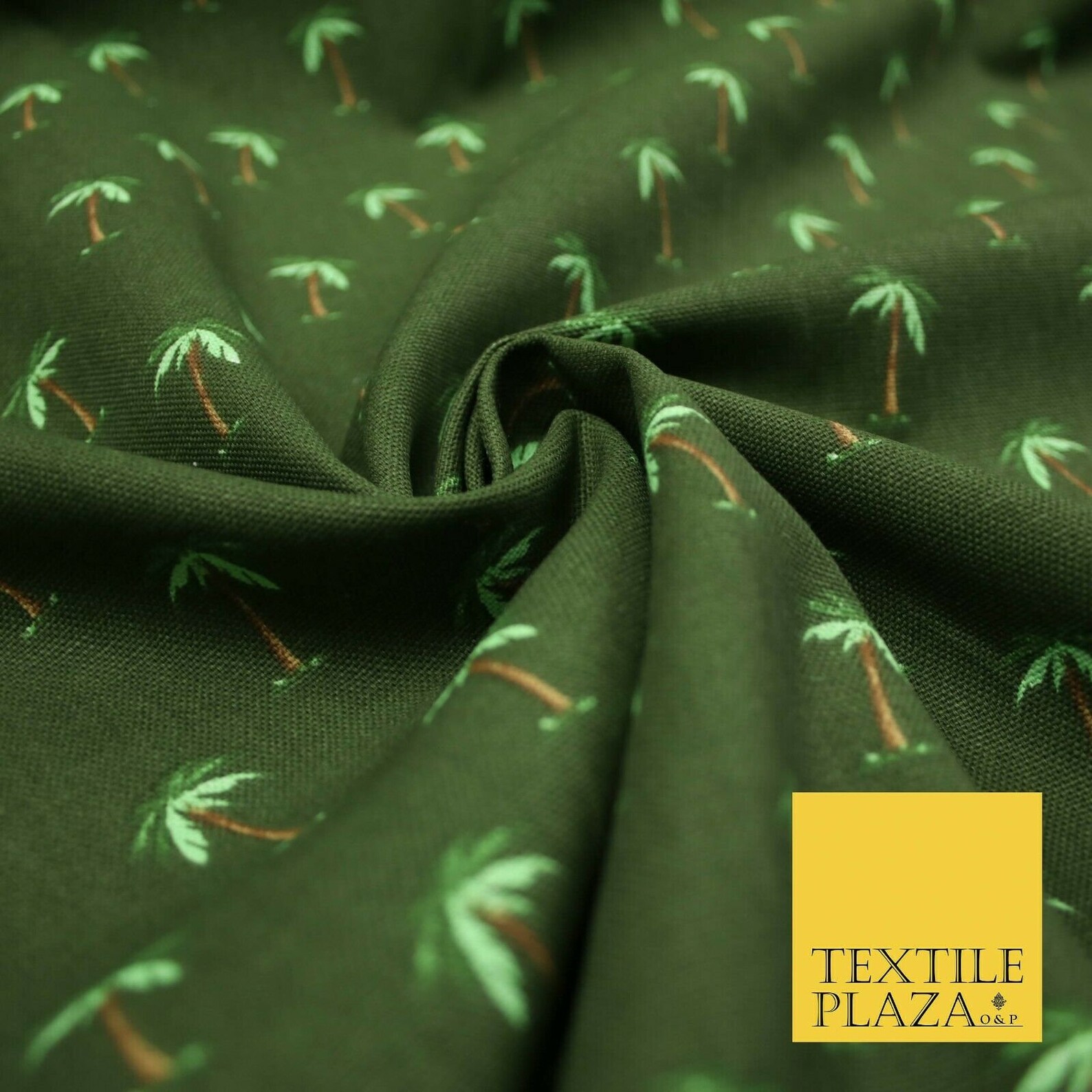 Khaki Green Mini Tropical Palm Trees Printed 100% Cotton | Etsy