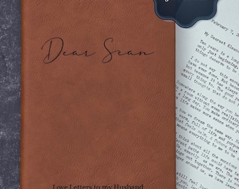 Personalized Leatherette Love Journal, Engraved Love Letters, Romantic Gift