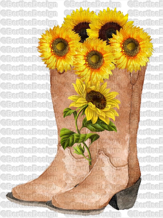 cowgirl boots with sunflowers