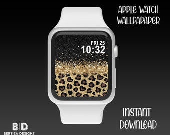 Black Glitter Leopard  Watch Wallpaper, Apple Watch Face  Wallpaper, Watch Background, Apple Watch Accessories