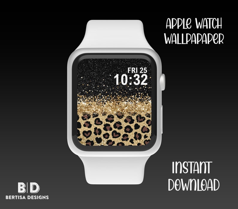 Black Glitter Leopard  Watch Wallpaper, Apple Watch Face  Wallpaper, Watch Background, Apple Watch Accessories