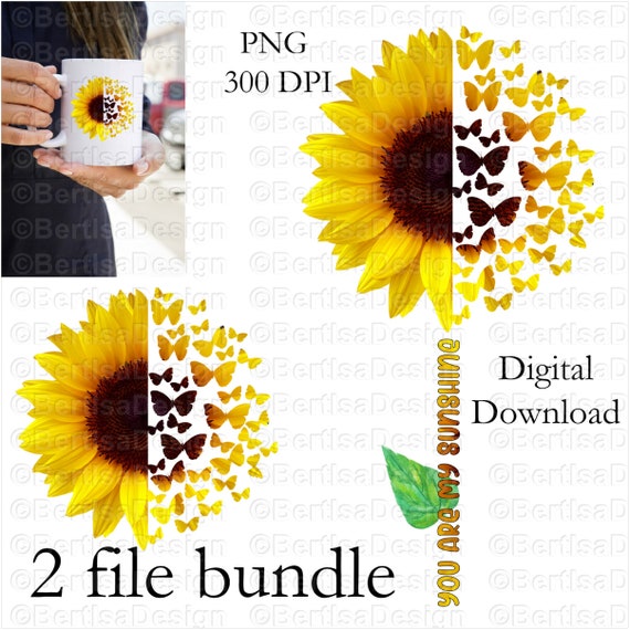 Summer Vibes Sunflower and Butterflies Digital Download Sunflower Sublimation Design Wildflower Sublimation Sunshine