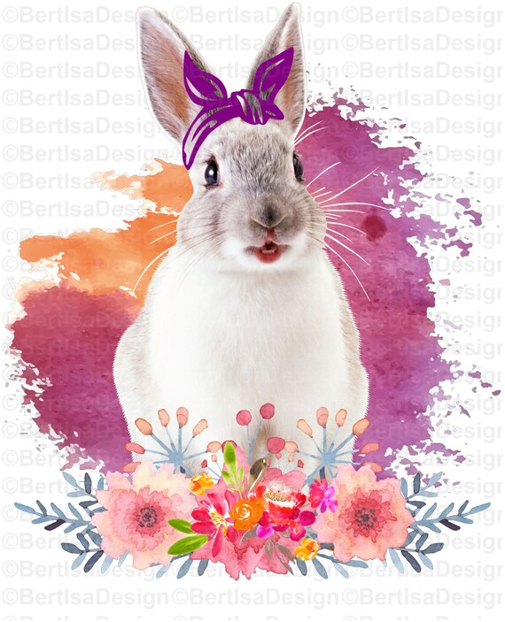 Waterslide Floral Bunny Rabbit-Digital file Easter Sublimation Design Download png Sublimation design