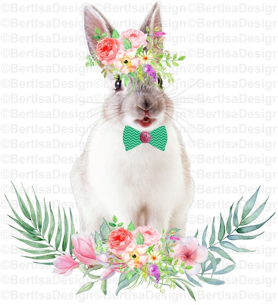 Waterslide Floral Bunny Rabbit-Digital file Easter Sublimation Design Download png Sublimation design