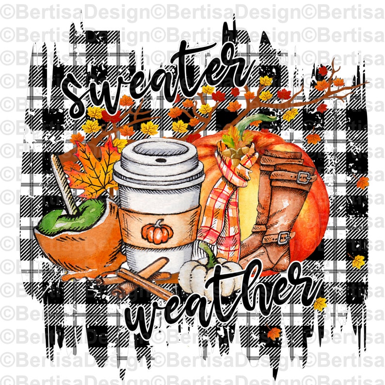 Sweater Weather Plaid Thanksgiving Fall Autumn Pumpkin Spice image 1