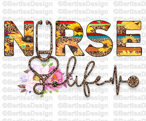 Download Sunflower Nurse Life Leopard Png Digital Download Etsy