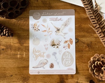 A6 Botanical Barn Owl Sticker Sheet/Journal/Planners