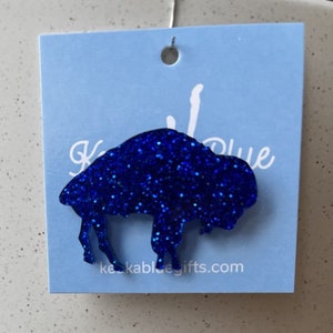 Bills inspired Red & Blue Glitter Buffalo Pin