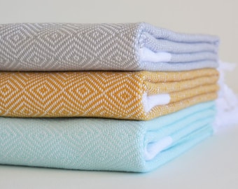 Turkish Cotton Bath Towel | Spa Towel | Bath Towel | Fringed Towel | Turkish Textiles | Peshtemal Towel | Turkish Bath Towel | Diamond Towel