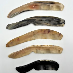 Natural Hand Made Sheep Horn Comb With Handle for Women and Men