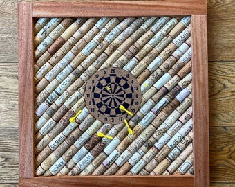 Wine Cork Mini Dartboard Mahogany Color frame (Hand Made)