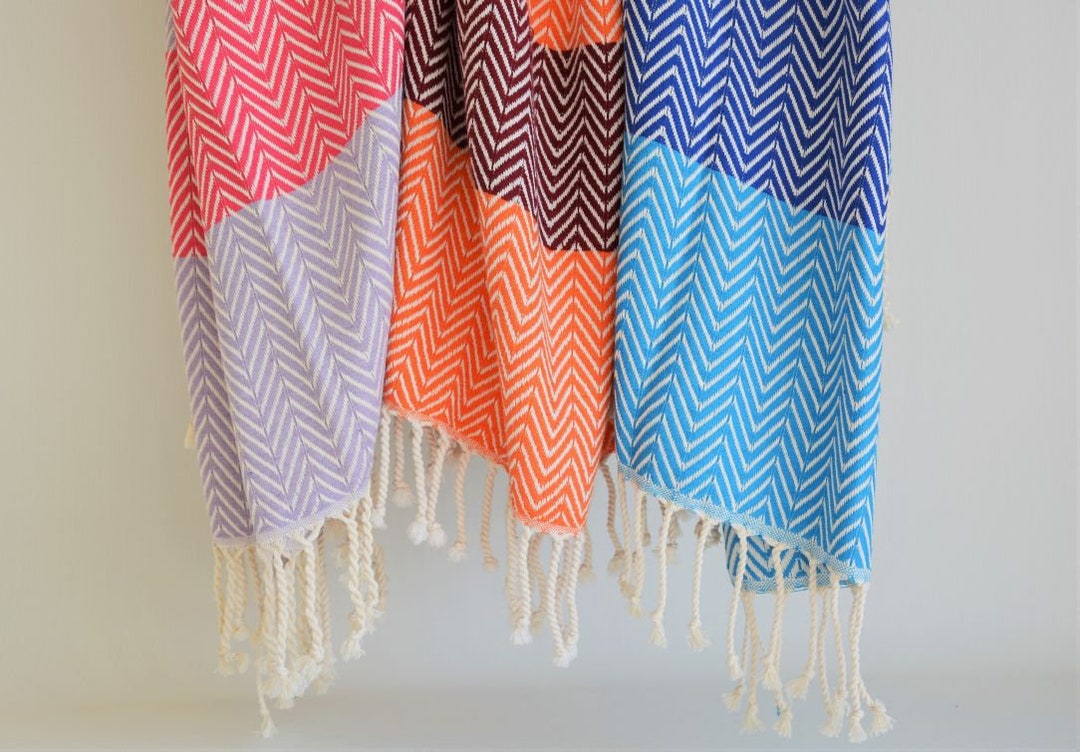 Turkish Fringed Herringbone Bath Towel Turkish Bath Towel Etsy