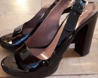 Miu miu talons hauts il 37,5 noir brevet vintage années 90