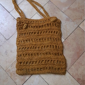 Vintage 70s macrame crochet big tote bag handmade 70s vintage
