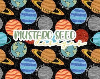 Planetas Salmo 19:1 Sistema Solar Espacio Fe Cristiano Diseño de Archivo Sin Costuras