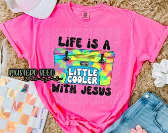 Het leven is een beetje cooler met Jezus Tie Dye Faith Christian png-t-shirtbestandsontwerp