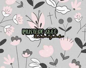 Pink and Grey Floral Cross Faith Christian Seamless File Design