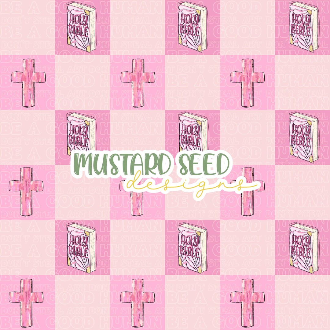 Pink Christian Pattern Watercolor Pink Cross Bible Checkered Faith Christian Seamless File ...
