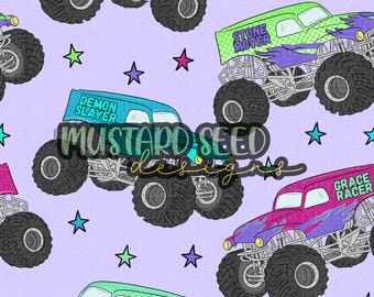 Jesus Jam Monster Trucks Neon Colorful Faith Christian Seamless File Design