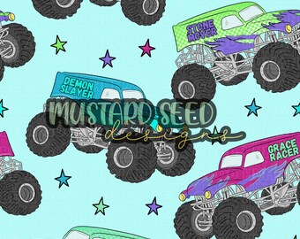 Jesus Jam Monster Trucks Neon Colorful Faith Christian Seamless File Design
