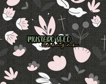 Pink and Grey Floral Cross Faith Christian Seamless File Design