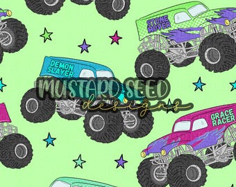 Jesus Jam Monster Trucks Neon Colorful Faith Christian Seamless File Design