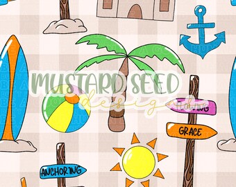 Anchoring Hope Flowing Grace Beach Summer Checkered Neutral Faith Christian Seamless File Design
