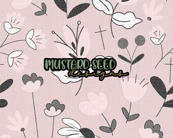 Pink and Grey Floral Cross Faith Christian Seamless File Design
