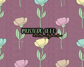 Floral Colossians 2:7 Cross Mauve Faith Christian Seamless File Design
