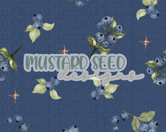 Taste And See Watercolor Blueberries Neutral Faith Christian Seamless File Design