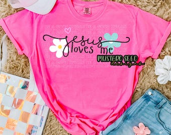 Jesus Loves Me Checkered Neon Pink Blue Summer Swim  Faith Christian PNG Tshirt File Design