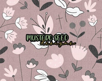 Pink and Grey Floral Cross Faith Christian Seamless File Design
