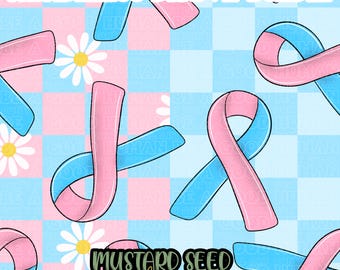 Miskraam babyverlies roze blauw bewustzijnslint BUNDEL geruite madeliefjes naadloos bestandsontwerp