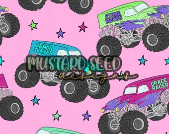 Jesus Jam Monster Trucks Neon Colorful Faith Christian Seamless File Design