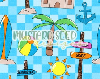 Anchoring Hope Flowing Grace Beach Summer Checkered Faith Christian Seamless File Design