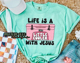 Life is a Little Cooler With Jesus Pink Glitter Faith Christian PNG-t-shirtbestandsontwerp