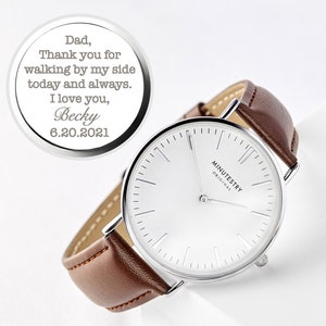 Father of the Bride Gift, Gift from Bride, Engraved Mens Watch, Christmas Gift for Dad, Gift from Daughter, Wedding Gift From Bride To Dad