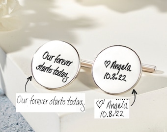 Personalized Wedding Cufflinks, Handwriting Cufflinks, Cufflinks Gifts for Groom, Engraved Wedding Cufflink, Wedding Gifts for Him