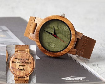 Gift for Boyfriend, Personalized Wood Watch, Anniversary Gifts For Him, Engraved Wooden Gift, Fiancé Gift Watch, Gift For Son