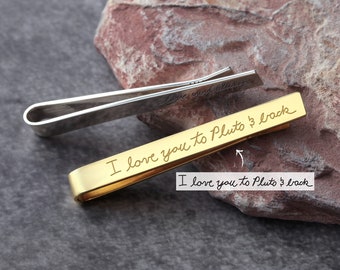 Handwriting Tie Clip, Tie Clip For Groom, Personalized Tie Clip, Personalized Wedding Gift For Groom, Valentines Day Gift for Him