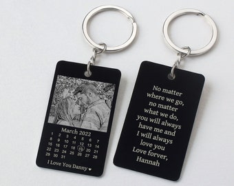 Custom Date KeyChain, Personalized Calendar Keychain, Custom Anniversary Gift For Boyfriend, Valentines Day Gift, Wedding Date Keychain
