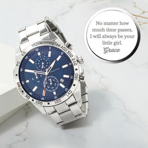 Father of the Bride Gift, Engraved Mens Watch, Wedding Gift for Dad, Father's Day Gifts From Daughter, Wedding Gift From Bride To Dad