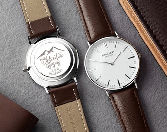 Cadeau de mariage pour le marié, montre de marié, cadeau pour le marié de la mariée, cadeau d'anniversaire pour lui, cadeau fiancé pour lui, montre pour homme gravée