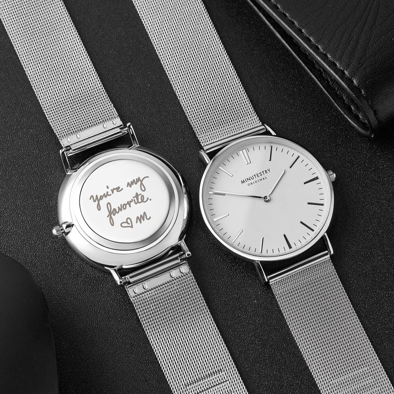 Handwriting Gifts for Groom, Engraved Mens Watch, Wedding Watch for Groom, Minimal Wedding Gift Ideas, Groom Watch, Anniversary Gift for Him image 8