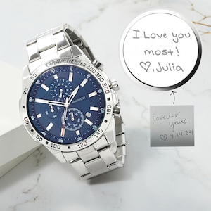 Handwriting Watch For Men, Personalized Watch For Boyfriend, Christmas Gift For Husband, Fiancé Gift Watch, Mens Watch