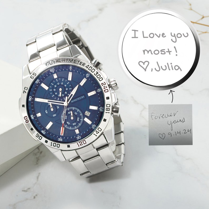 Handwriting Watch For Men, Gifts For Men, Personalized Watch For Boyfriend, Fiancé Gift Watch, Custom Watch, Mens Watch image 1