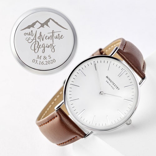 Cadeau du marié de la mariée le jour du mariage, montre pour homme gravée, cadeau d'anniversaire pour homme, cadeaux de mariage pour le marié, montre pour homme