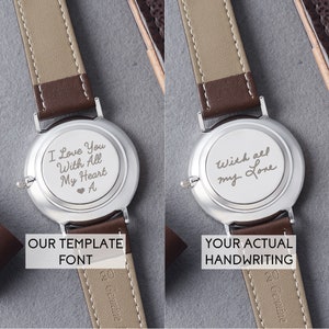 Handwriting Gifts for Groom, Engraved Mens Watch, Wedding Watch for Groom, Minimal Wedding Gift Ideas, Groom Watch, Anniversary Gift for Him image 3
