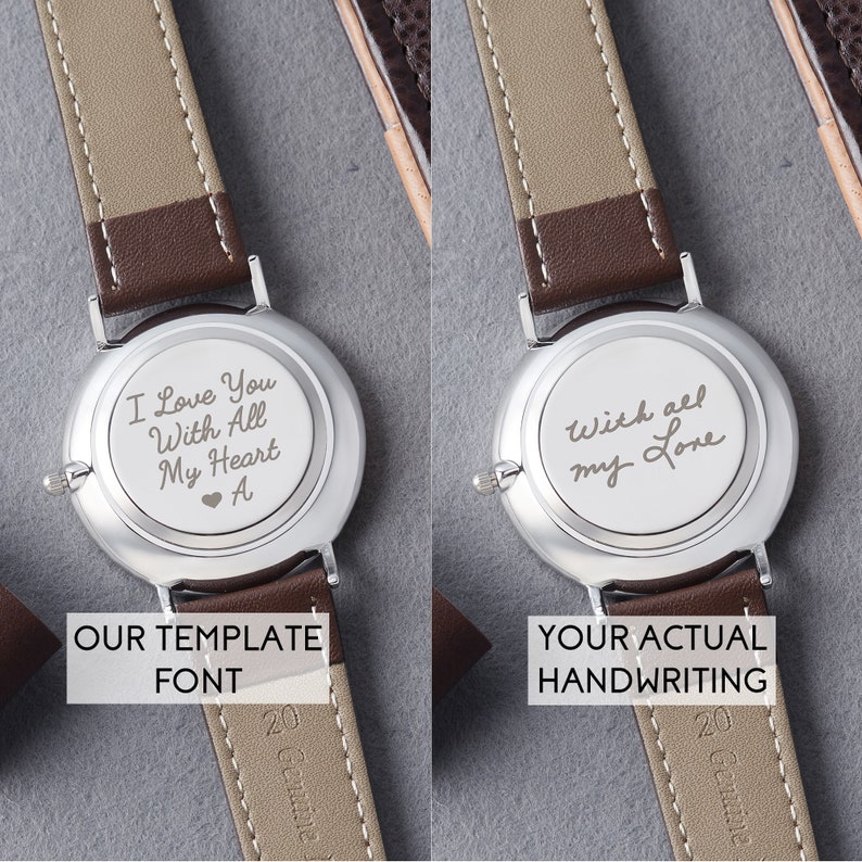 Handwriting Gifts for Groom, Engraved Mens Watch, Wedding Watch for Groom, Minimal Wedding Gift Ideas, Groom Watch, Anniversary Gift for Him image 3